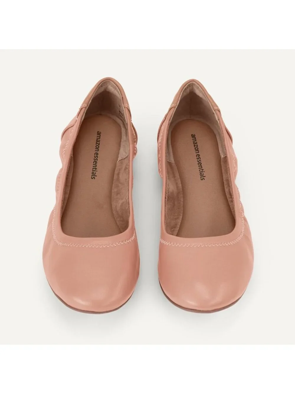 Amazon Essentials Women's Light Camel Synthetic Comfortable Slip On Ballet Flats